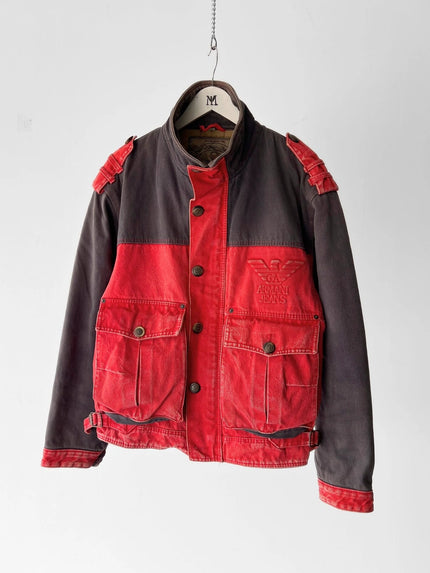 ARMANI JEANS 1990s SAMPLE CONTRASTING DENIM BOMBER JACKET