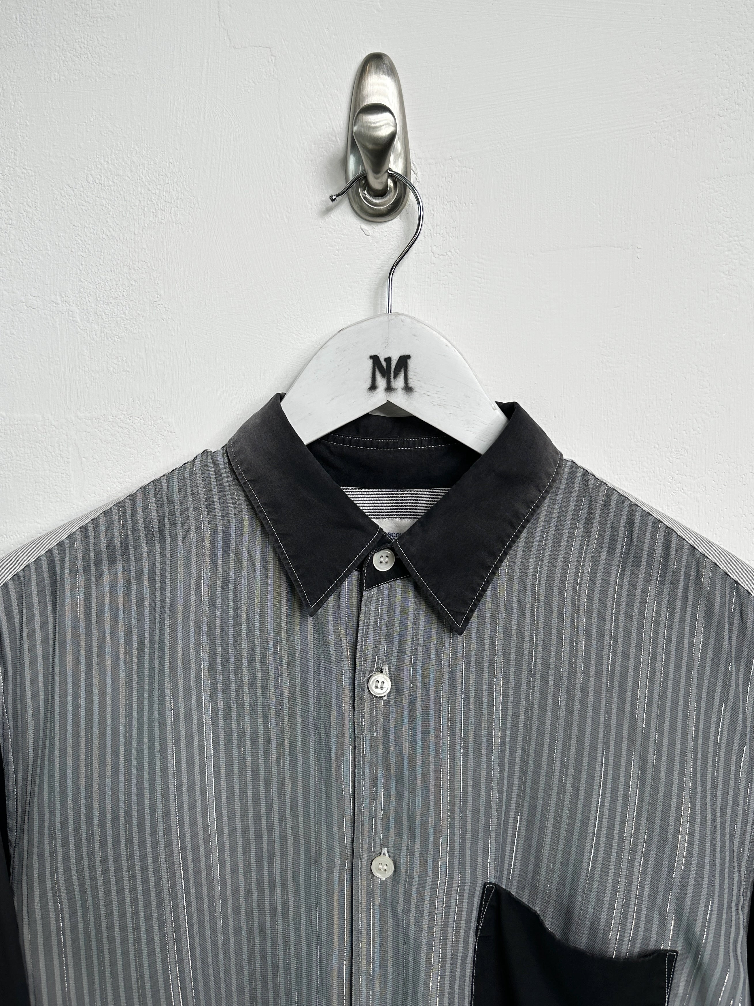 COMME DES GARÇONS - early 2000s PANELED LONG SLEEVE SHIRT WITH CONTRASTING SLEEVE AND BACK