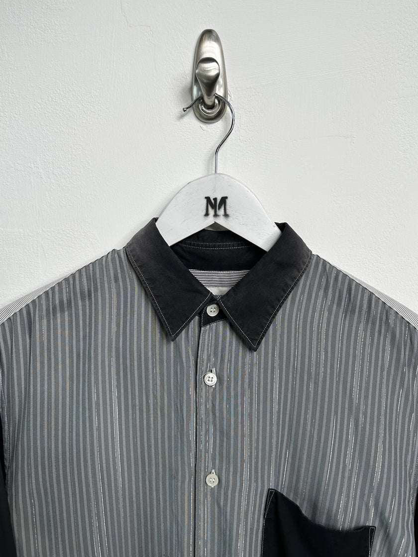 COMME DES GARÇONS - early 2000s PANELED LONG SLEEVE SHIRT WITH CONTRASTING SLEEVE AND BACK