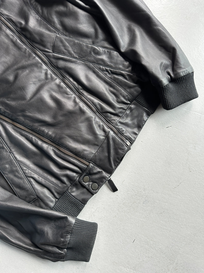 EMPORIO ARMANI - S/S 2009 ASYMMETRIC DOUBLE ZIP SOFT LEATHER JACKET