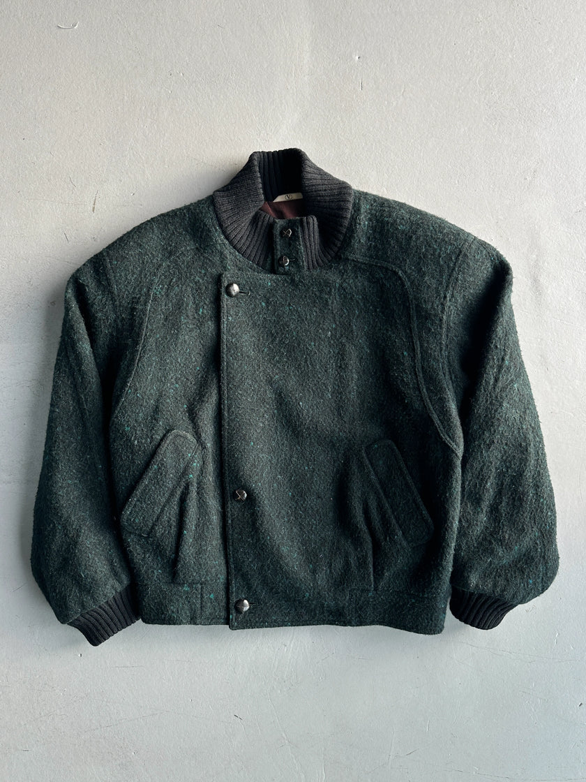 VALENTINO - 1980s BOXY FIT WOOL BOMBER JACKET
