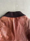 1980s MIDI LEATHER JACKET WITH KNITTED COLLAR