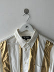 COMME DES GARÇONS BLACK - S/S 2018 LONG SLEEVE SHIRT WITH GOLD FOIL PANELS AND CUT OUTS FRONT