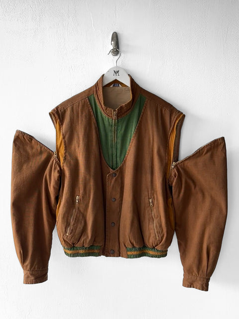 SPANISH LABEL 1980s 2 in 1 BOMBER JACKET WITH ZIP OFF SLEEVE