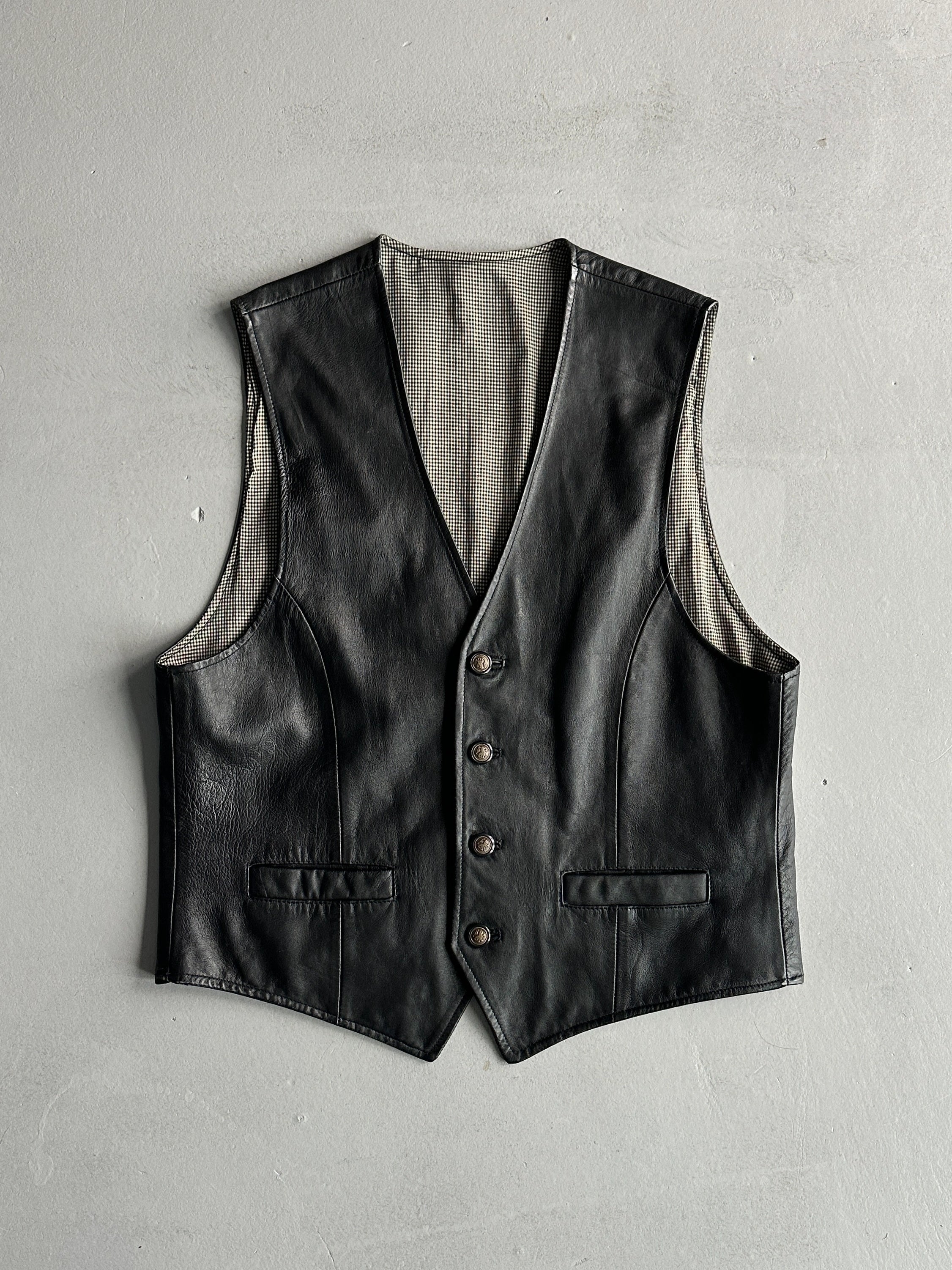 1990s BUTTONED LEATHER WAISTCOAT