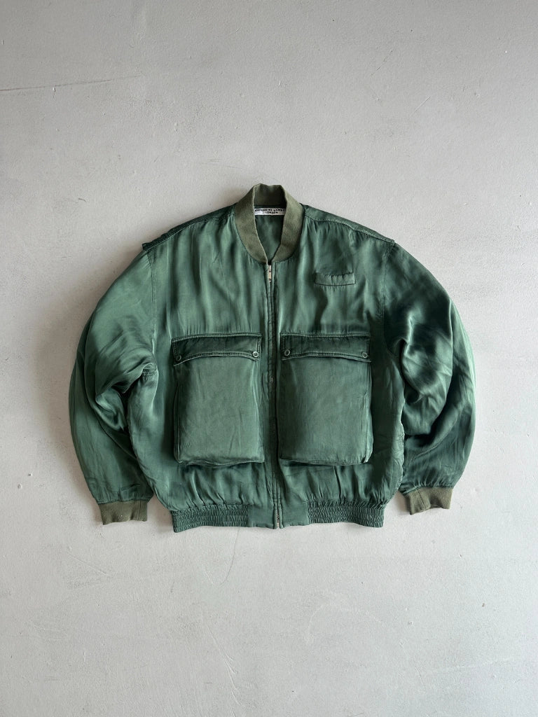 KATHARINE HAMNETT SILKY BOMBER JACKET WITH OVERSIZED POCKETS