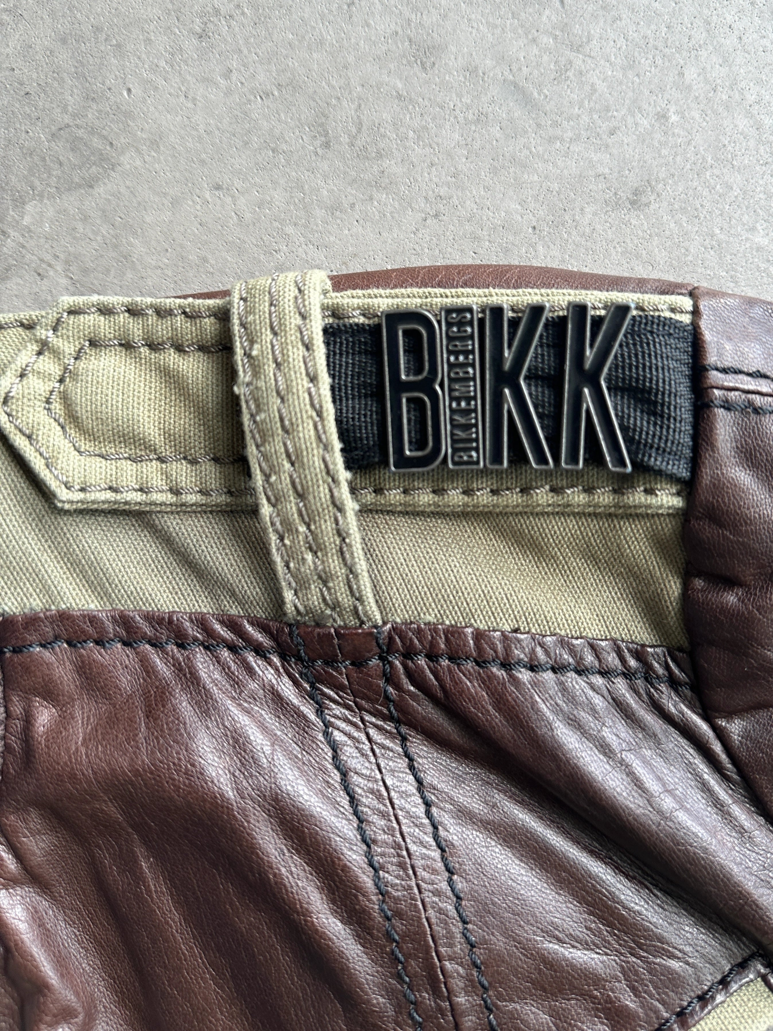 BIKKEMBERGS- 2000s CARGO LEATHER BOMBER JACKET