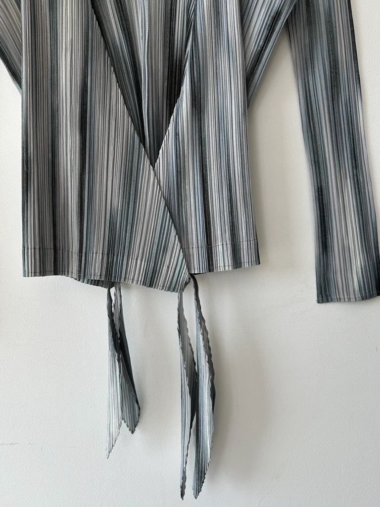 ISSEY MIYAKE - S/S 2015 PLEATED WRAP FRONT LONG SLEEVE TOP