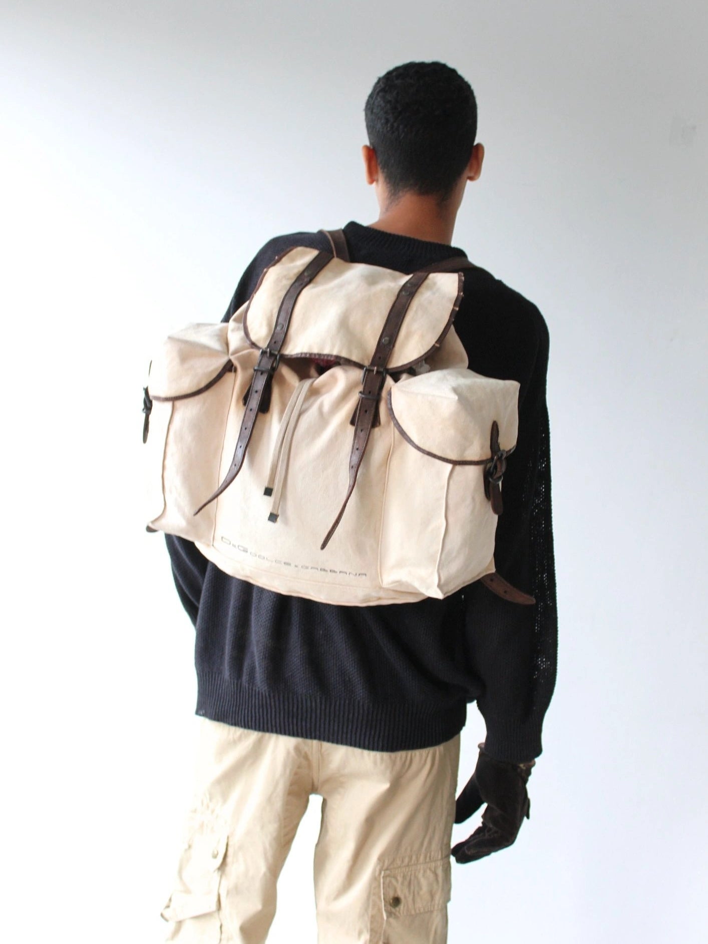 DOLCE & GABBANA CANVAS RUCKSACK WITH LEATHER DETAILS