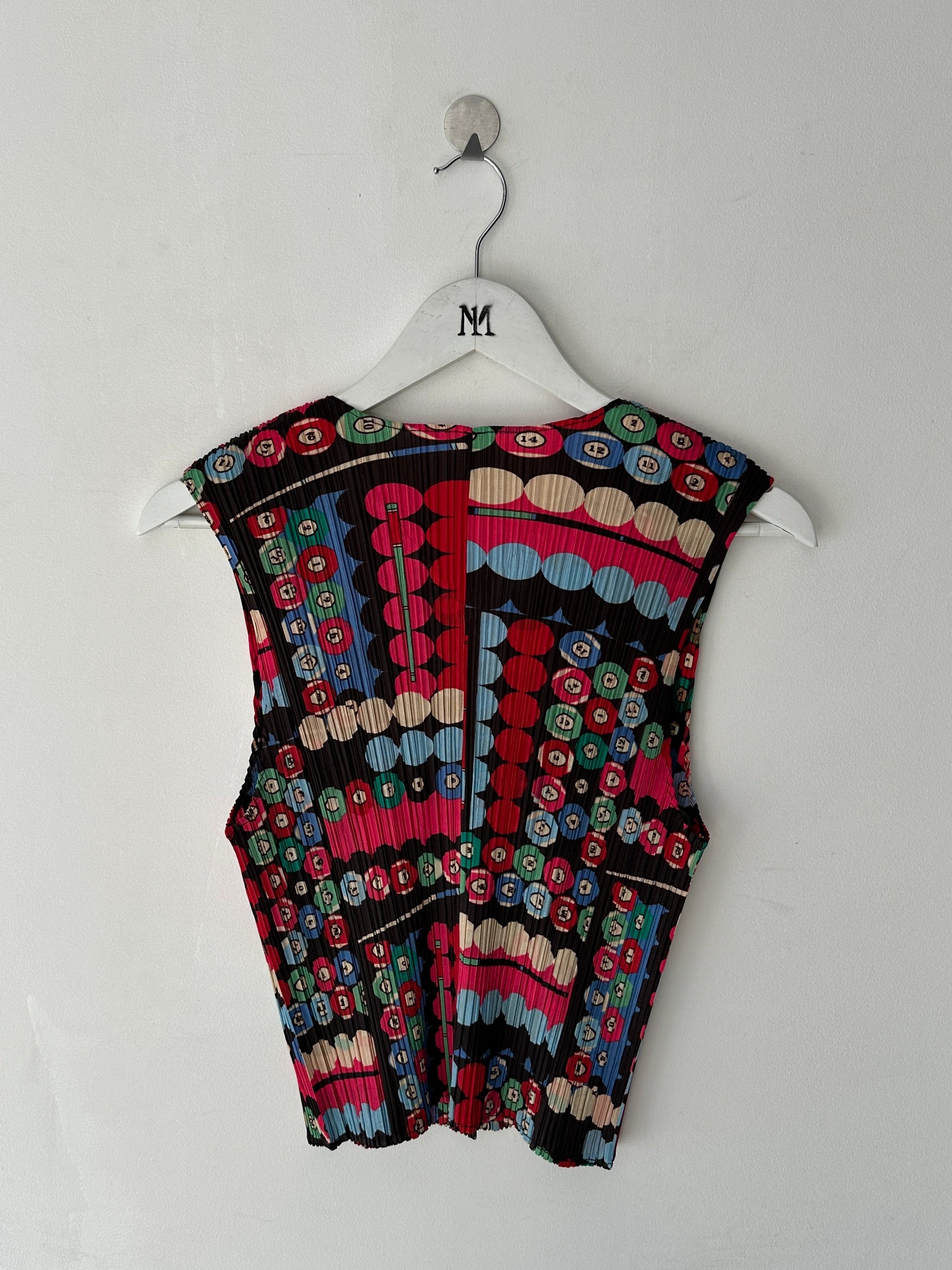 ISSEY MIYAKE - S/S 2007 COLOURFUL BILLIARDS PLEATED BUTTONED VEST TOP
