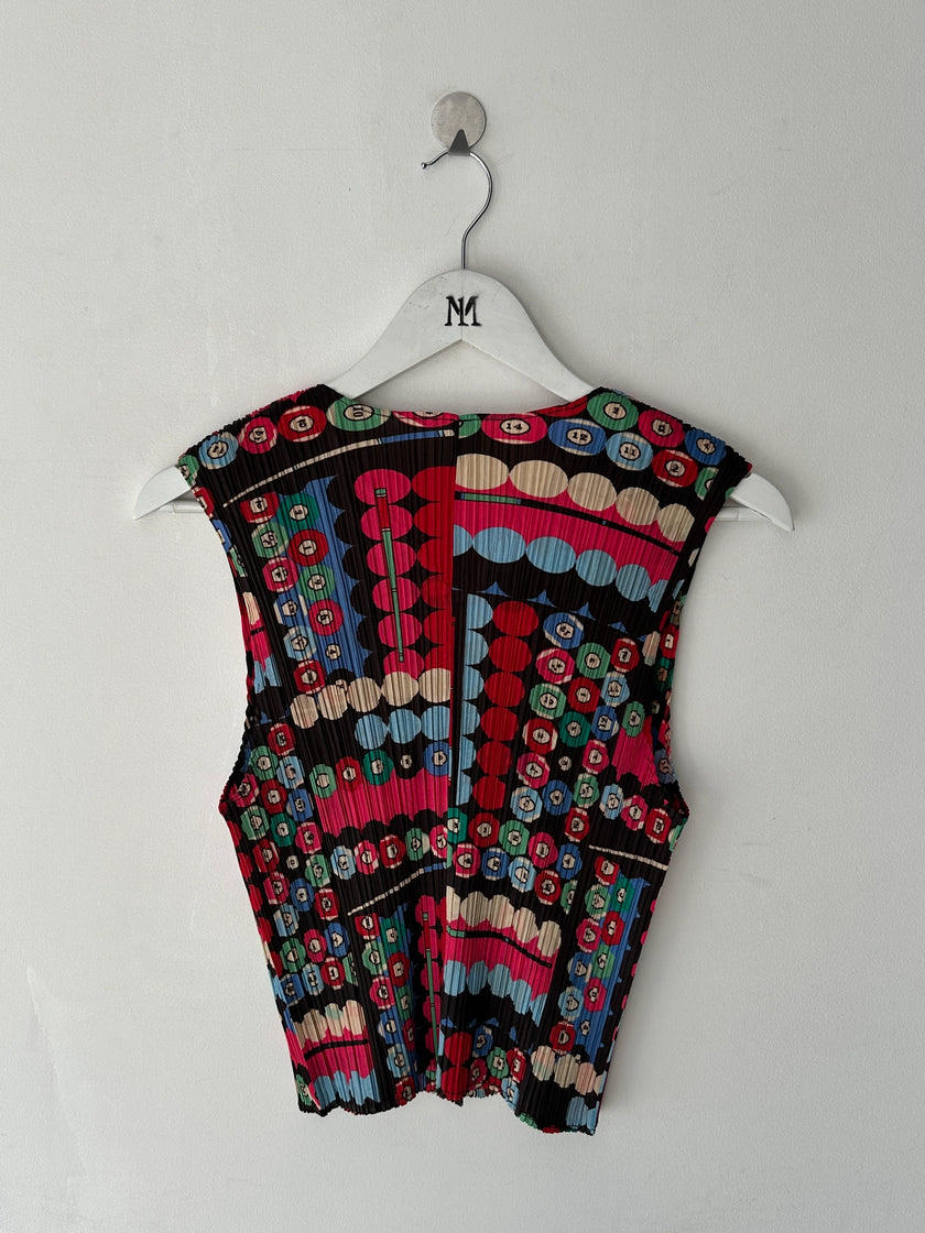 ISSEY MIYAKE - S/S 2007 COLOURFUL BILLIARDS PLEATED BUTTONED VEST TOP