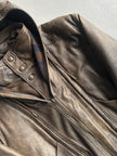 ITALIAN LABEL 1980s LAYERED LEATHER JACKET WITH REMOVABLE HOOD PANEL