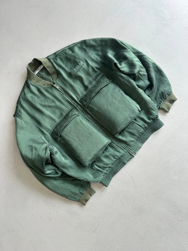KATHARINE HAMNETT SILKY BOMBER JACKET WITH OVERSIZED POCKETS