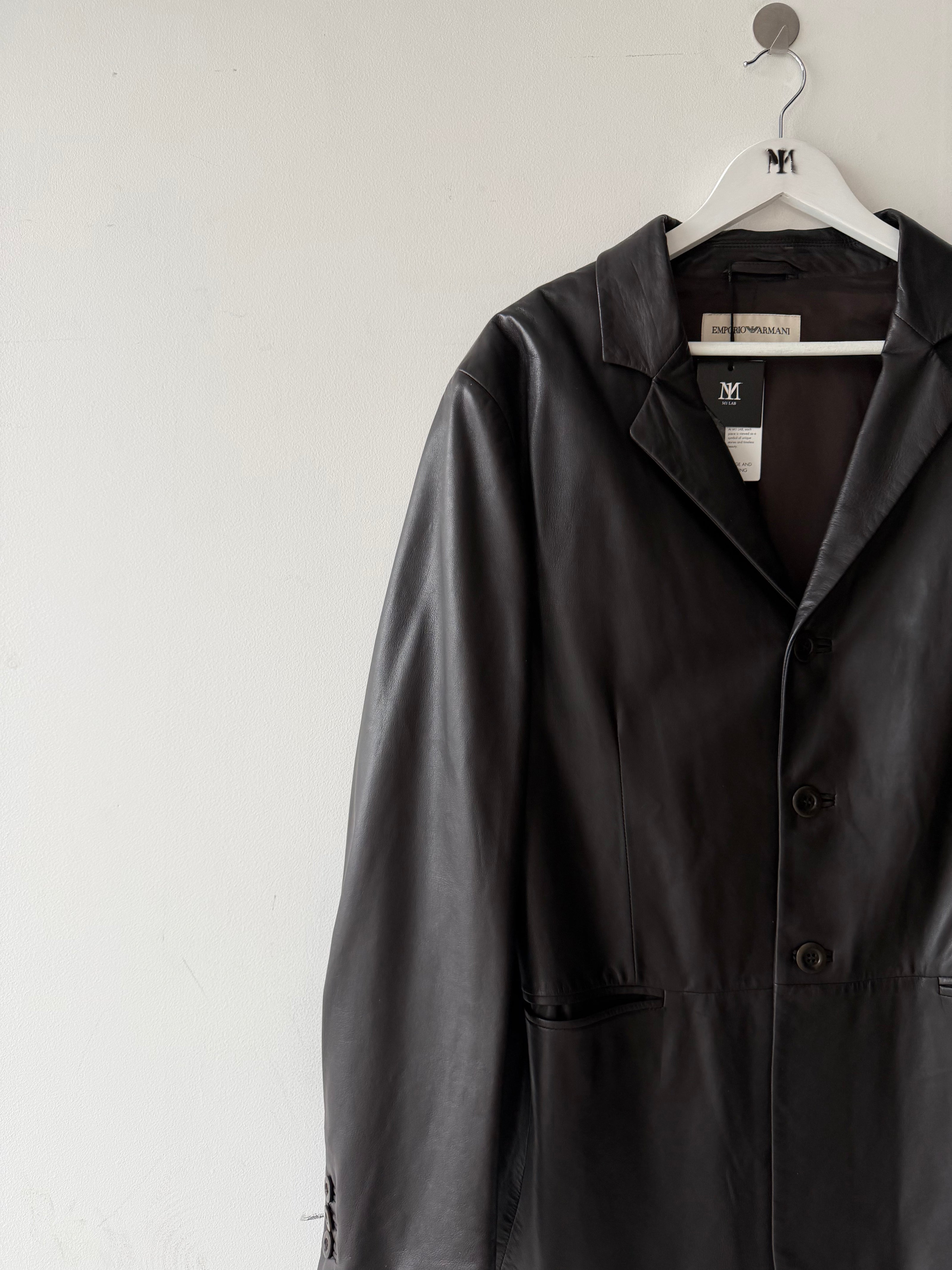 EMPORIO ARMANI - S/S 2004 MIDI LENGTH SOFT LEATHER JACKET