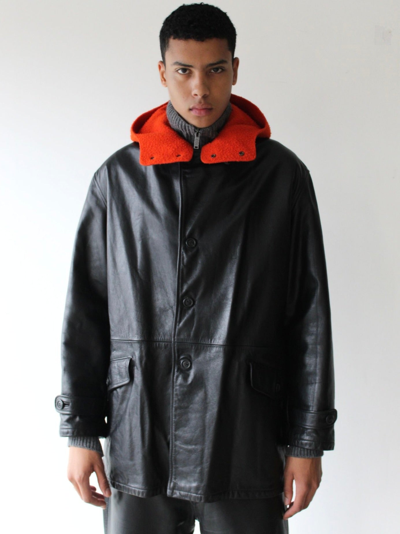 ARMANI JEANS - 1990s STRAIGHT FIT LEATHER JACKET