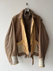 ITALIAN LABEL 1980s LAYERED JACKET WITH LEATHER FRONT AND SHEARLING POCKET AND CUFFS