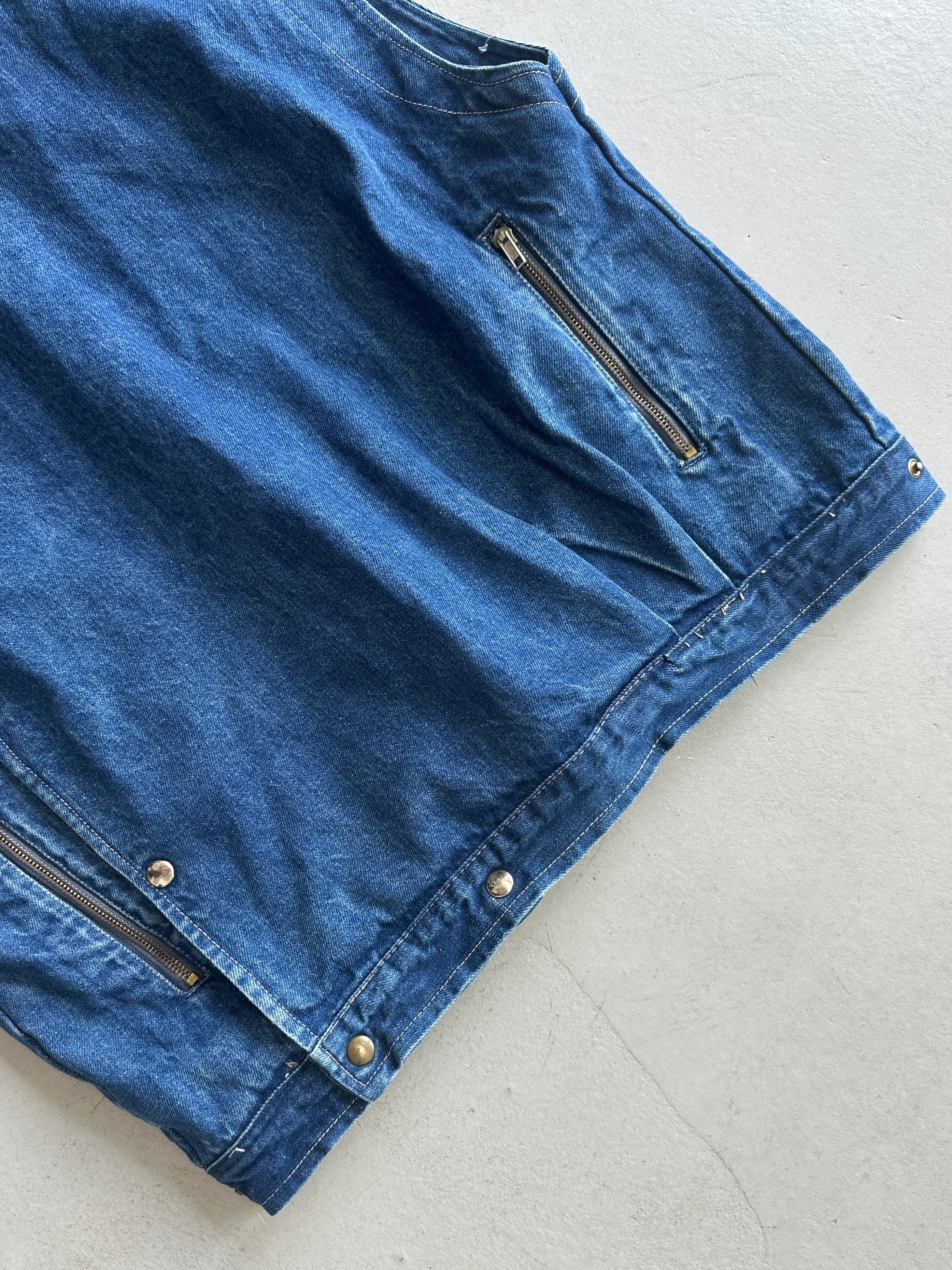 1980s ASYMMETRICAL CLOSURE DENIM GILET
