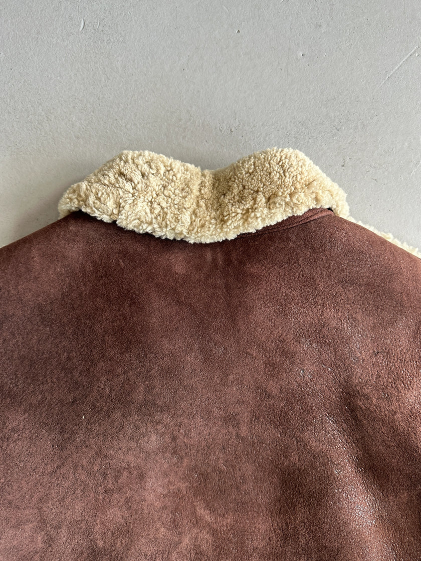 ZINO & JUDY - 1990s PANELED SHEARLING BOMBER JACKET