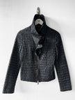 EMPORIO ARMANI - F/W 2009 TEXTURED JACKET WITH RUFFLED COLLAR AND ZIP DETAILS