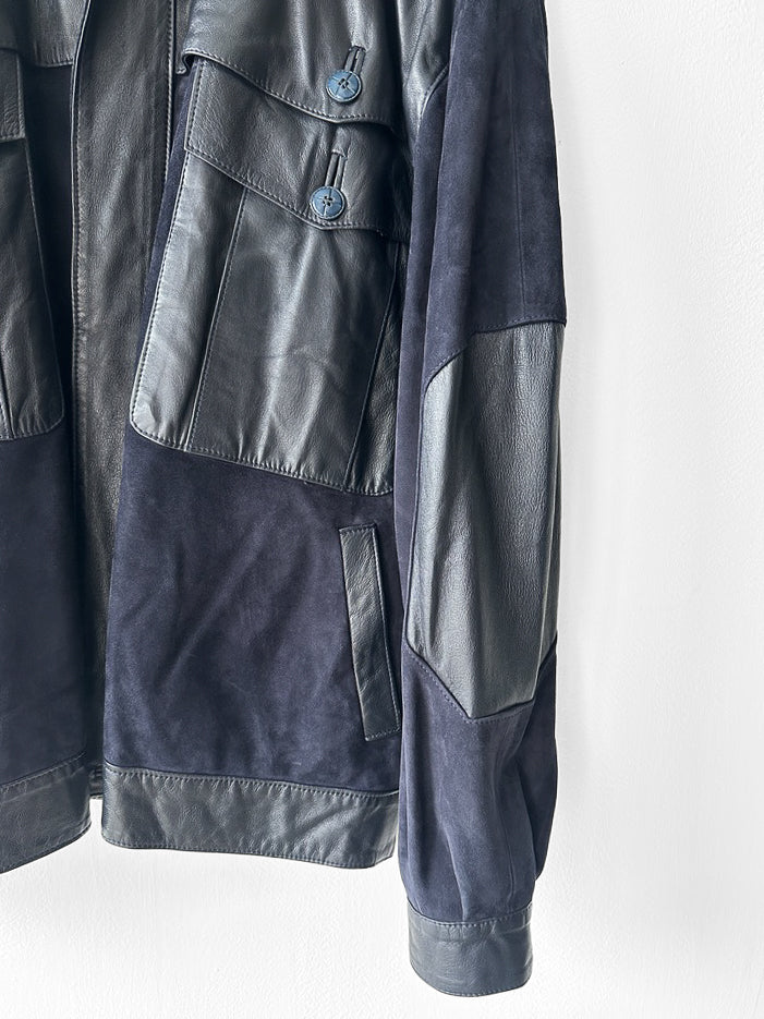 FRENCH LABEL 1980s PANELLED LEATHER AND SUEDE JACKET