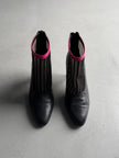 LIMI FEU BY LIMI YAMAMOTO - 2000s LEATHER ANKLE BOOTS WITH SHEER MESH PANEL