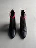 LIMI FEU BY LIMI YAMAMOTO - 2000s LEATHER ANKLE BOOTS WITH SHEER MESH PANEL