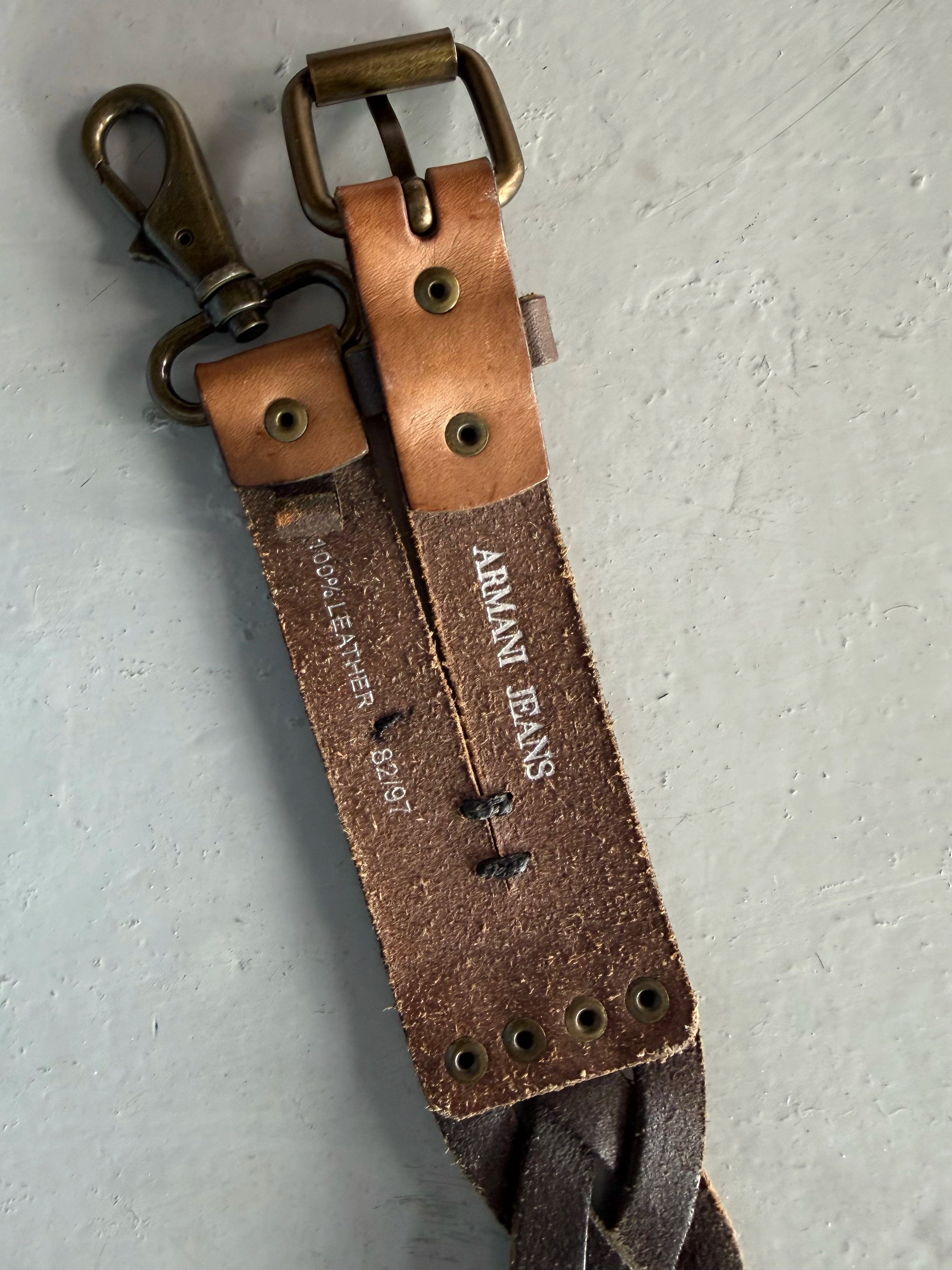 ARMANI JEANS - early 2000s BRAIDED LEATHER BELT