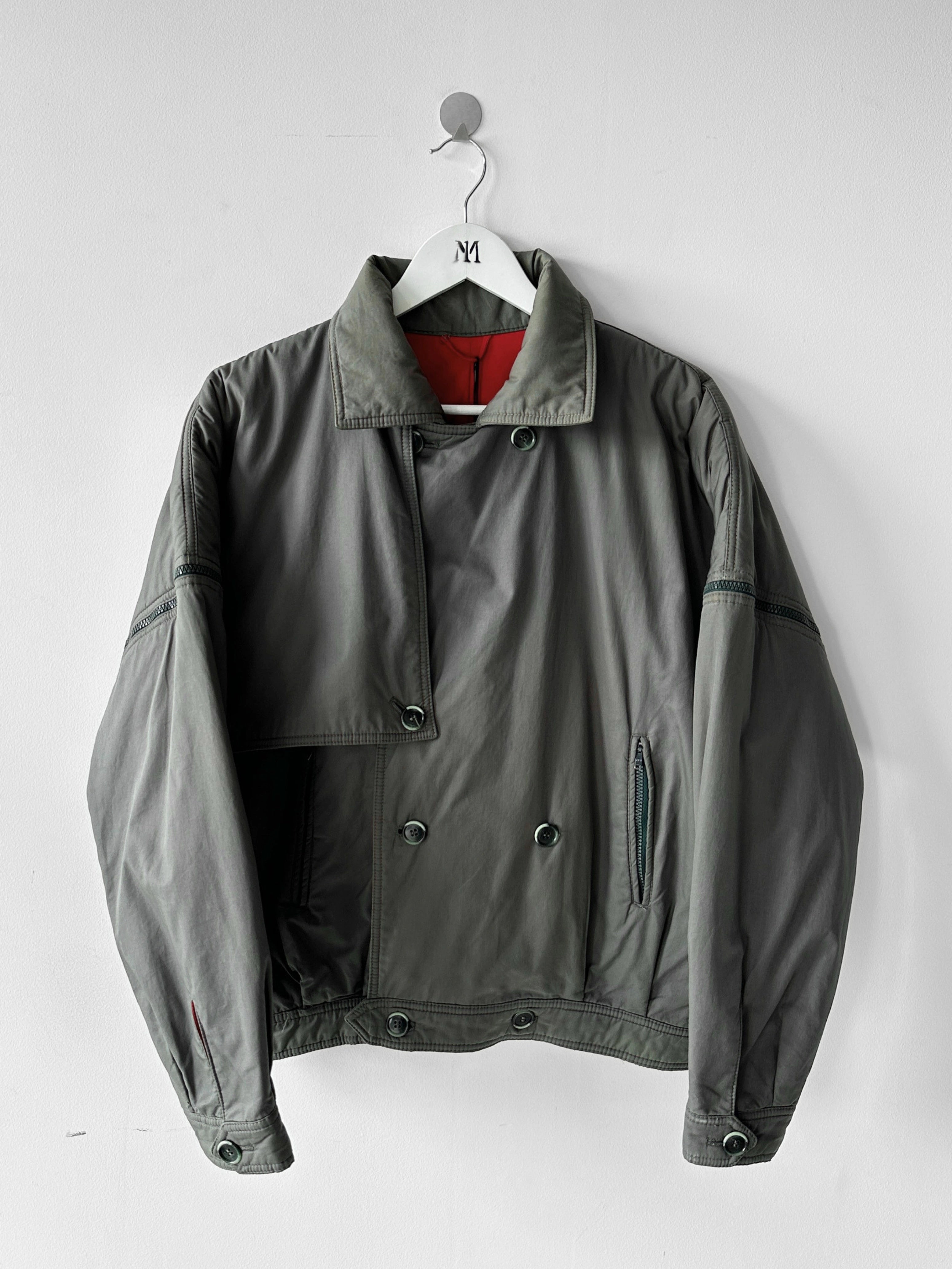NO LABEL 1980s 2 IN 1 DOUBLE BREASTED BOMBER JACKET GILET