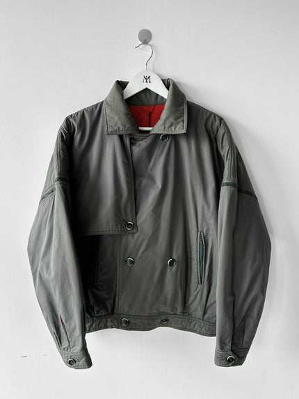 NO LABEL 1980s 2 IN 1 DOUBLE BREASTED BOMBER JACKET GILET
