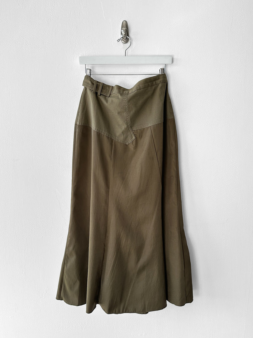 ITALIAN LABEL - 1990s MAXI SKIRT WITH PATCH POCKETS AT THE HEM
