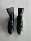MARITHÉ + FRANÇOIS GIRBAUD - early 2000s SOFT LEATHER ANKLE BOOTS WITH LACE WRAPAROUND DETAILING