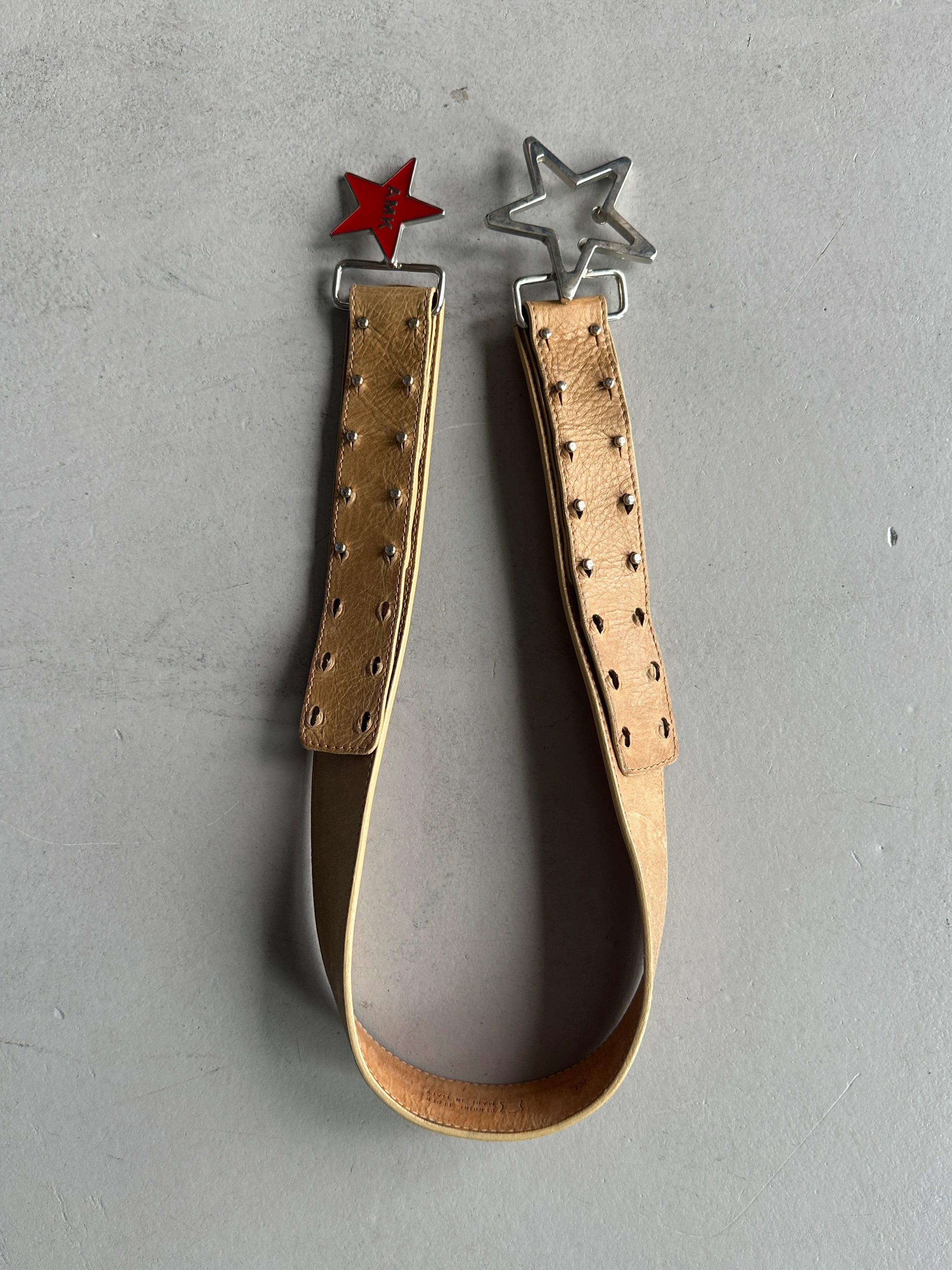 ANDREW MACKENZIE - 2000s STAR BUCKLE LOGO LEATHER BELT