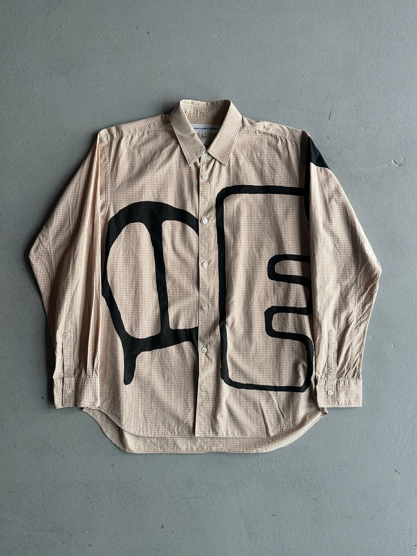 COMME DES GARÇONS SHIRT - F/W 2013 MICRO CHECK PATTERN SHIRT WITH OVERSIZED GRAPHIC AT FRONT