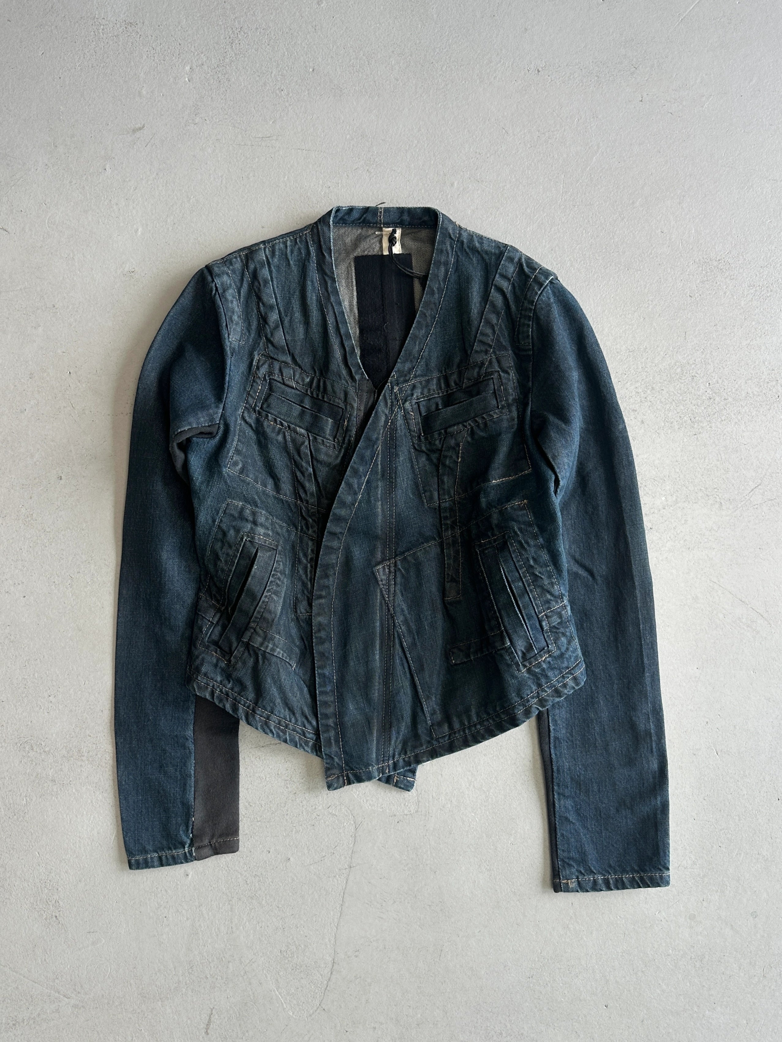 RICK OWENS SLAB - A/W 2003 SLIM FIT WAXED DENIM JACKET