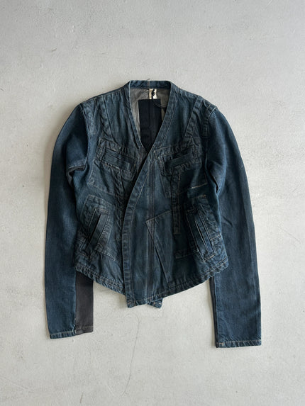 RICK OWENS SLAB - A/W 2003 SLIM FIT WAXED DENIM JACKET