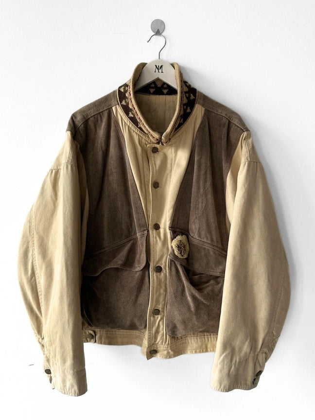 DIESEL - 1980s BOMBER JACKET WITH LAYERED SUEDE PANEL FRONT