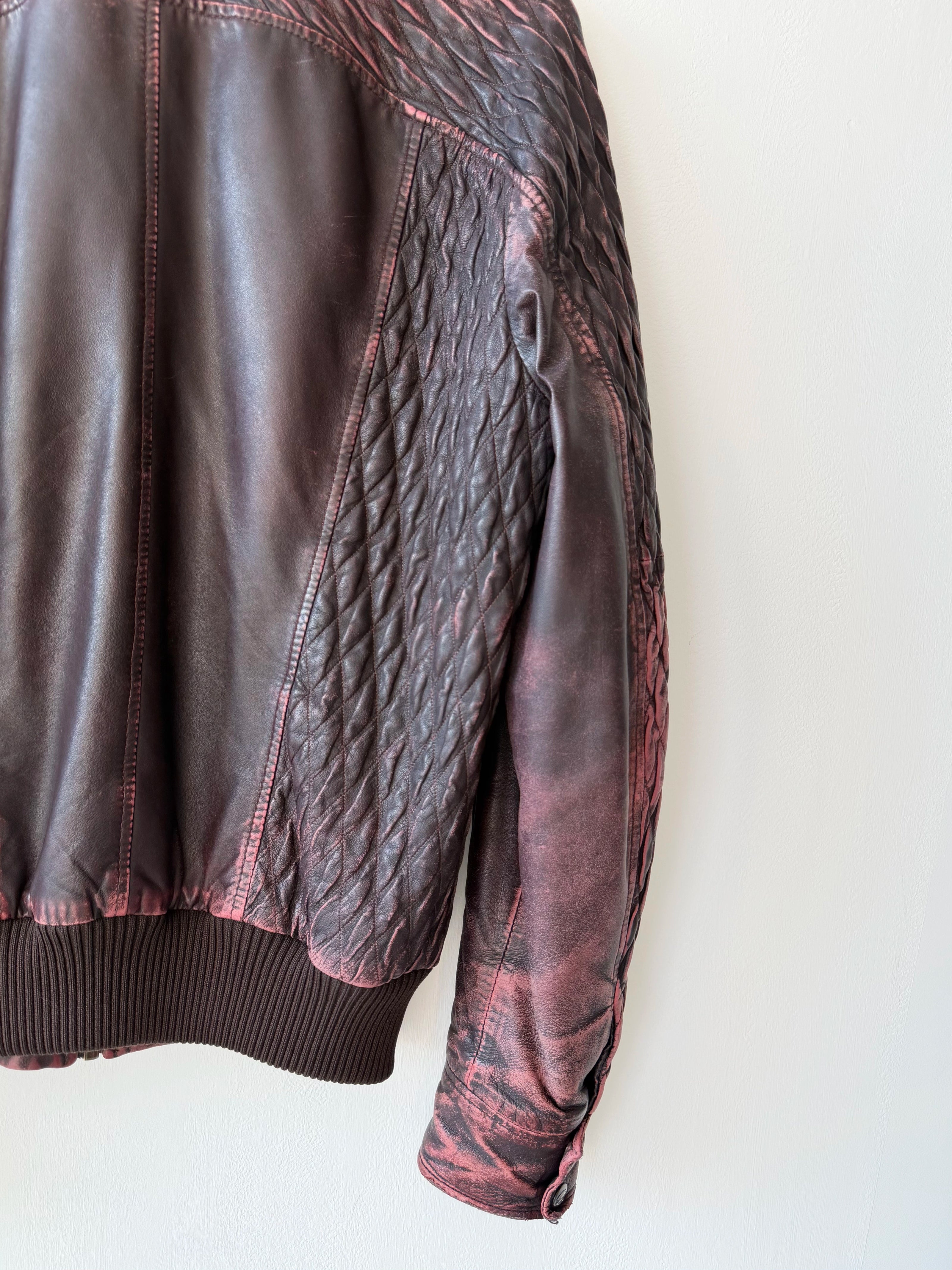 JUST CAVALLI - F/W 2008 DISTRESSED LEATHER BOMBER JACKET