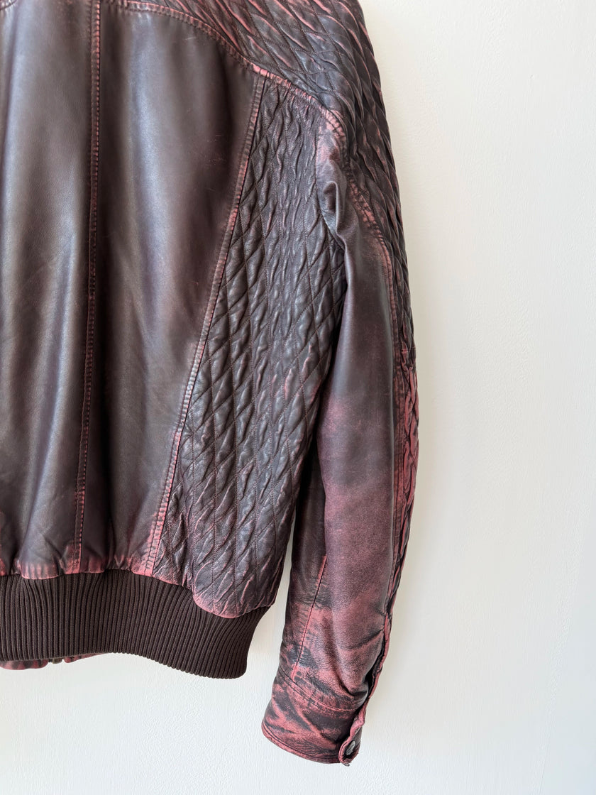 JUST CAVALLI - F/W 2008 DISTRESSED LEATHER BOMBER JACKET