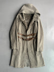COP COPINE - 2000s RELAXED TEXTURED COAT WITH CROSSED DOUBLE LEATHER BELT