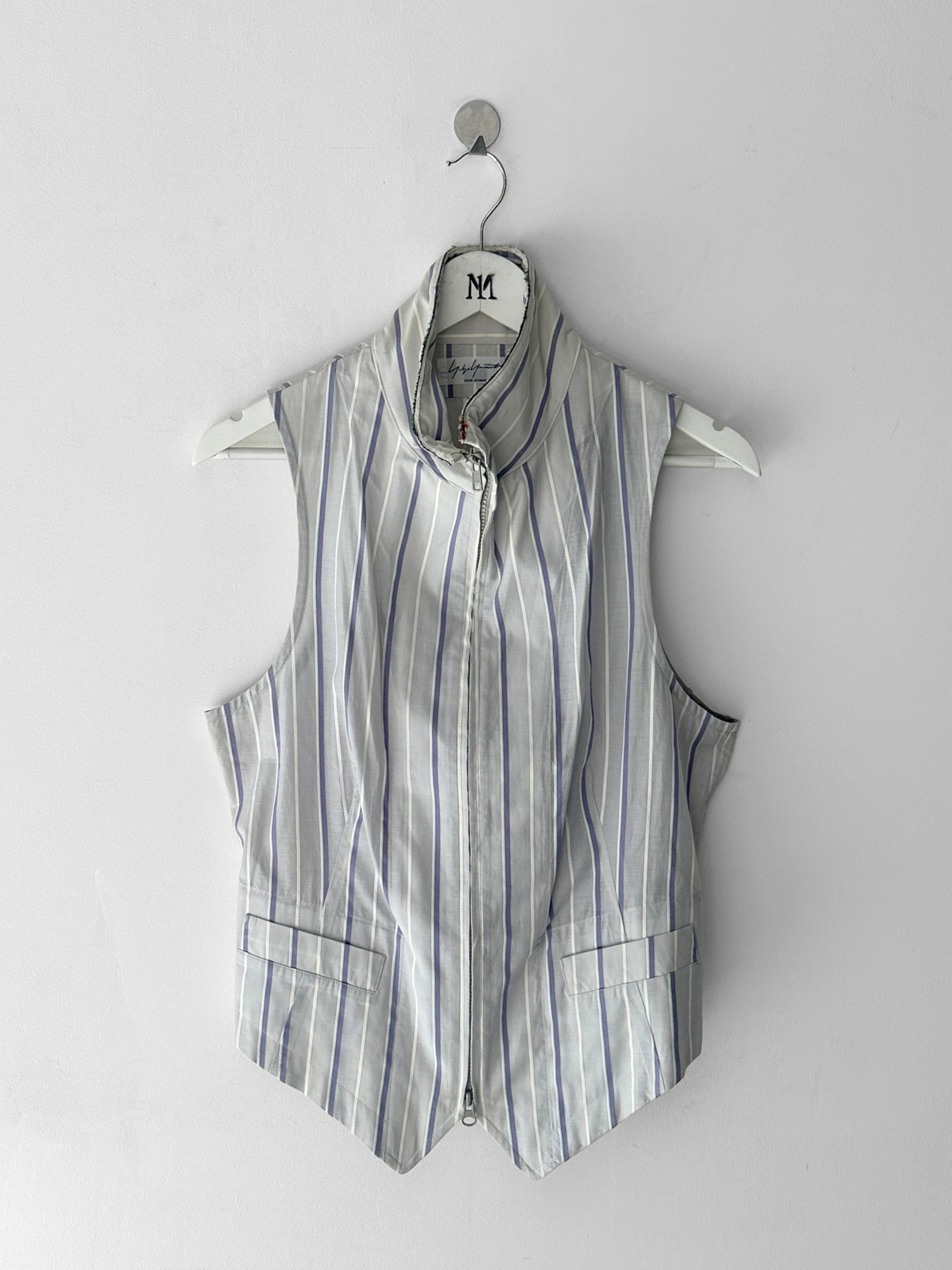YOHJI YAMAMOTO -  late 2010s STRIPED VEST WITH TWO WAY FRONT ZIP