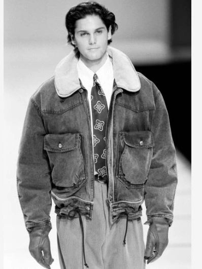 ARMANI JEANS 1990s AVIATOR BOMBER JACKET WITH SUEDE DETAILS