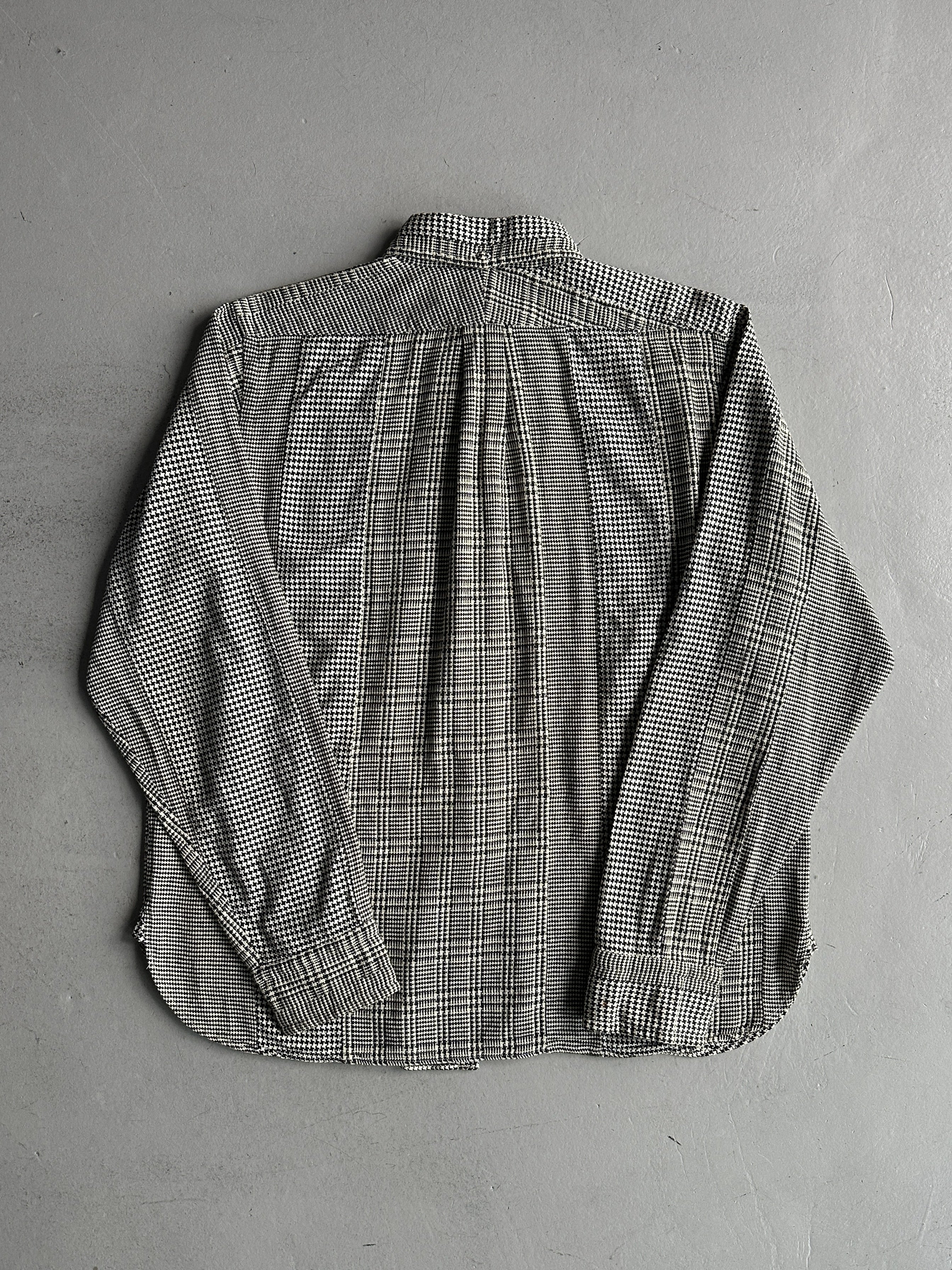 JAPANESE LABEL 1990s HOUNDSTOOTH AND PLAID LONG SLEEVE SHIRT