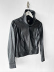GIANFRANCO FERRÉ - early 2000s SOFT LEATHER CROP FIT JACKET WITH FUNNEL NECK