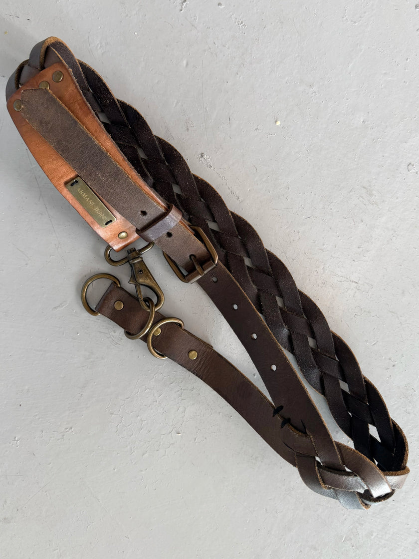 ARMANI JEANS - early 2000s BRAIDED LEATHER BELT