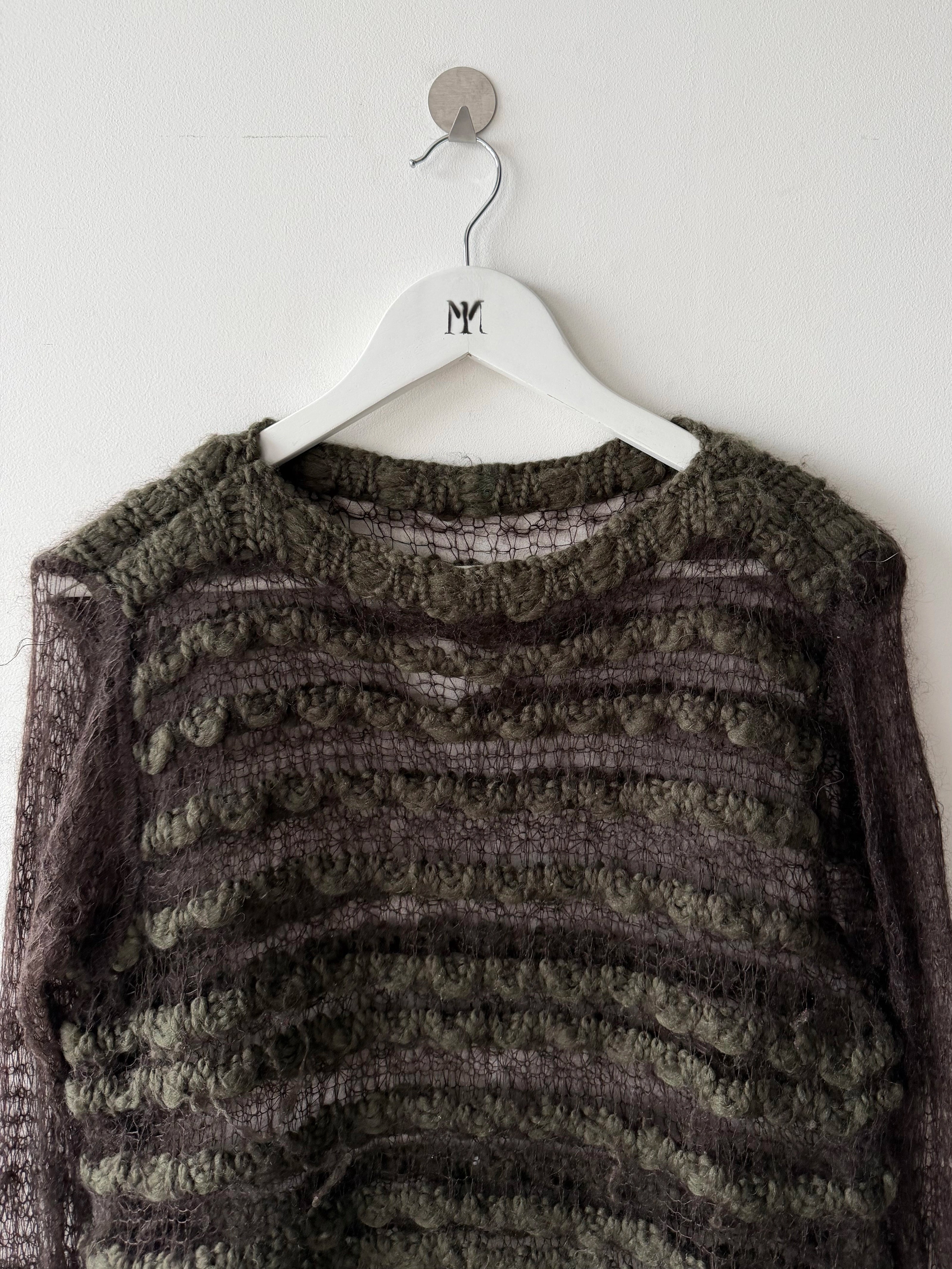 1990s OPEN WEAVE LONG SLEEVE KNIT TOP
