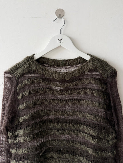 1990s OPEN WEAVE LONG SLEEVE KNIT TOP