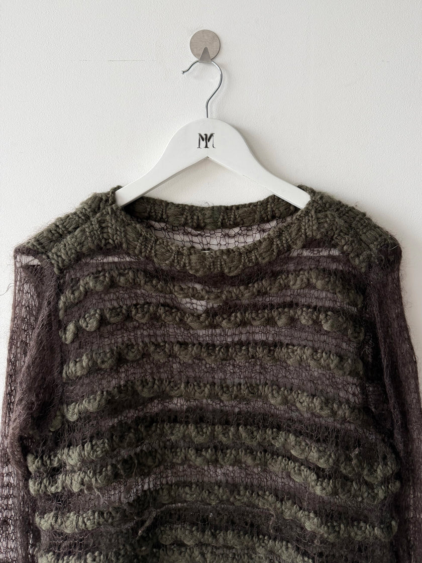 1990s OPEN WEAVE LONG SLEEVE KNIT TOP