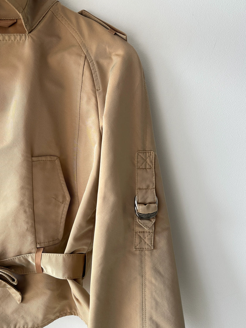 COSTUME NATIONAL - S/S 2007 CROP FIT BELTED TRENCH JACKET WITH BELL SLEEVES
