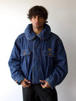 EMPORIO ARMANI 1980s DENIM AVIATOR JACKET WITH SHEARLING INTERIOR