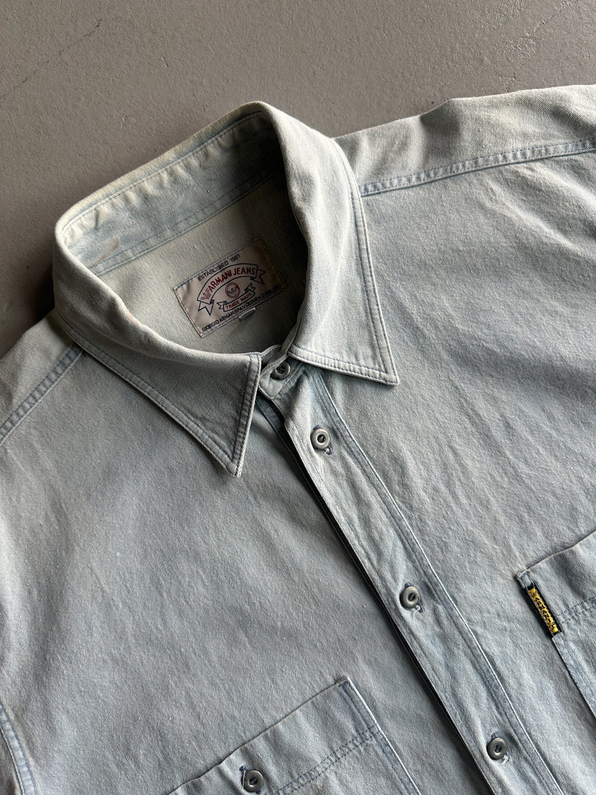 ARMANI JEANS - 1990s HALF SLEEVE DENIM SHIRT